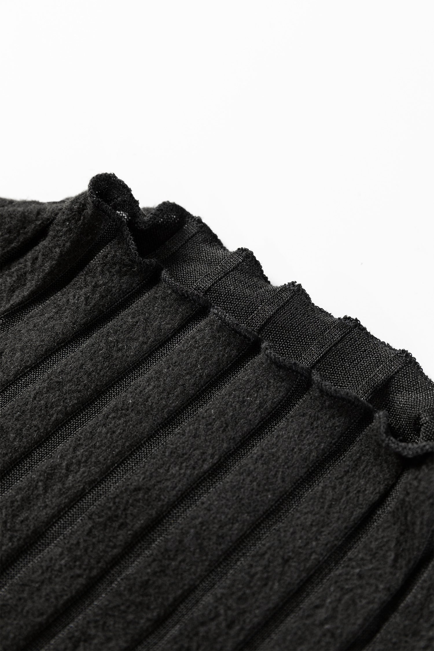 Black Ribbed Knit Slim Bodice Contrast Flared Skirt Patchwork Belted Dress