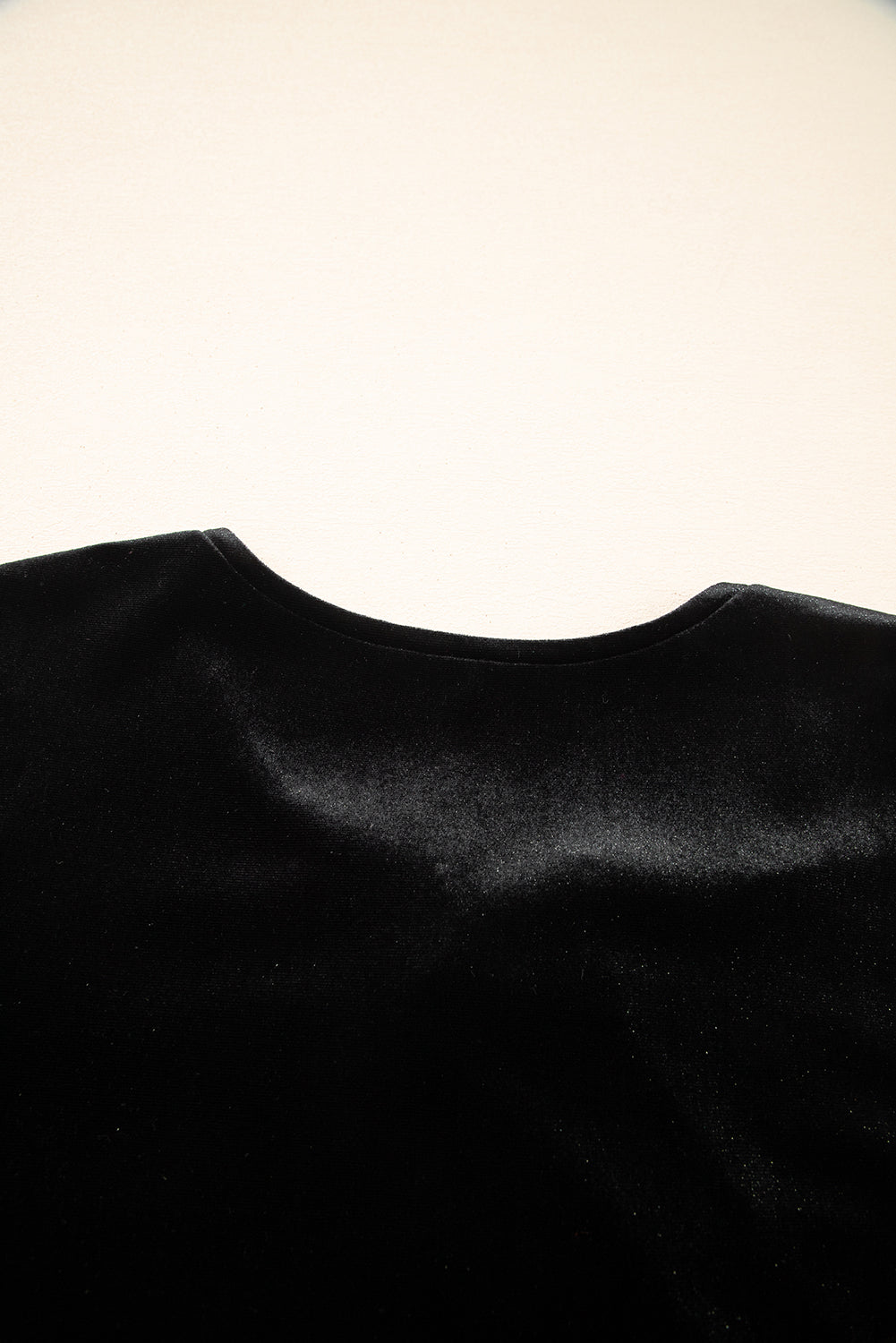 Black Front Tie Velvet Bubble Sleeve Mini Dress