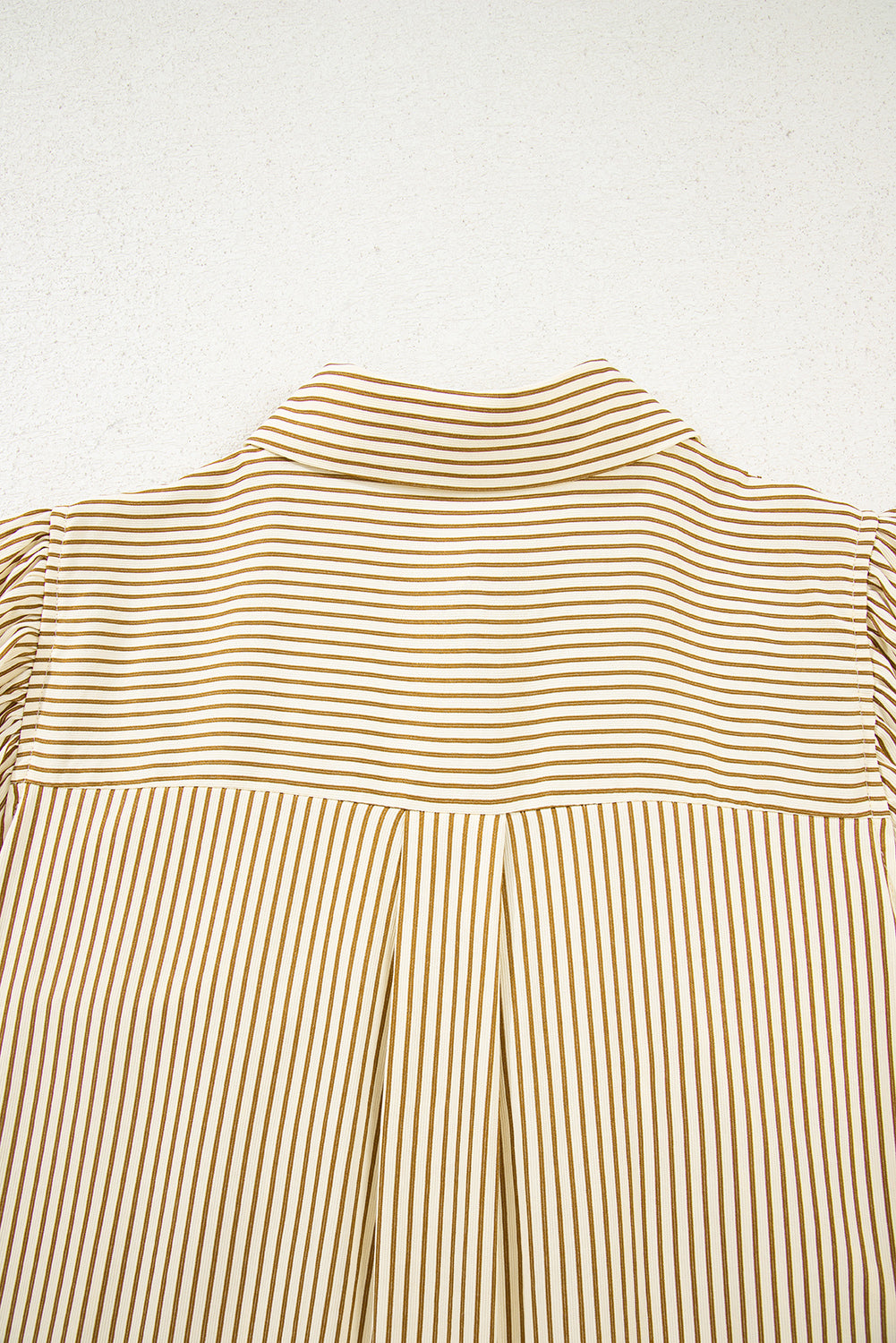 Brown Stripe Collared Neck Cuffed Long Sleeve Drop Waist Mini Dress