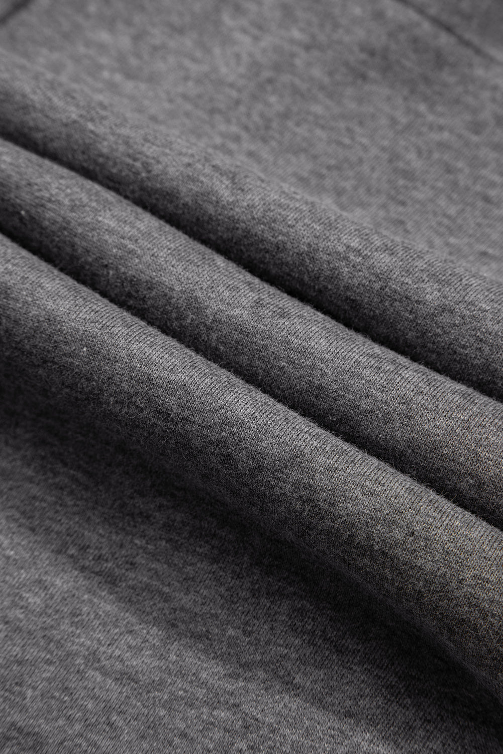 Dark Grey Zip up Collared Ribbed Patchwork Sweatshirt Dress with Pockets