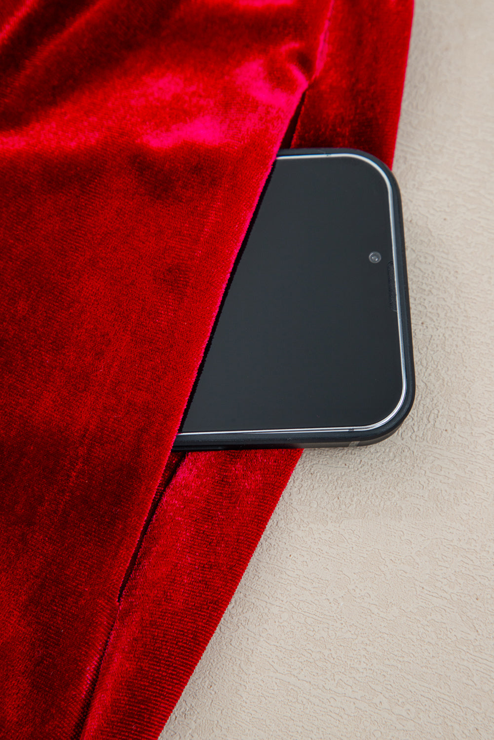 Fiery Red Bowknot Decor High Waist Velvet Mini Dress