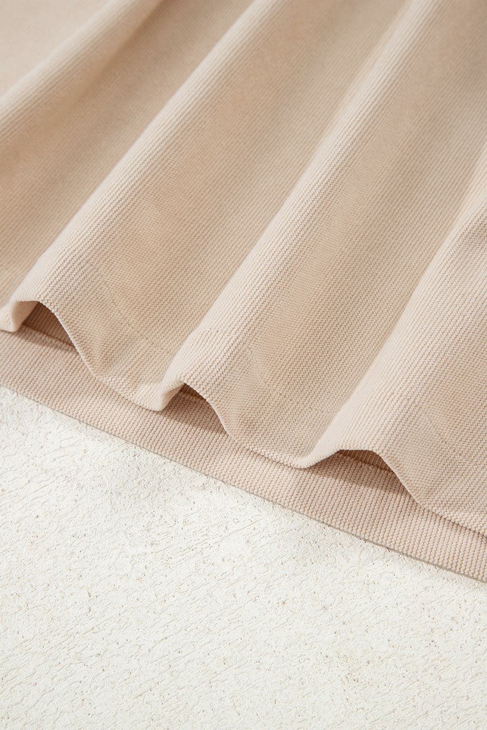 Dearlovers Oatmeal Corduroy Half Button Collared Long Sleeve Mini Dress