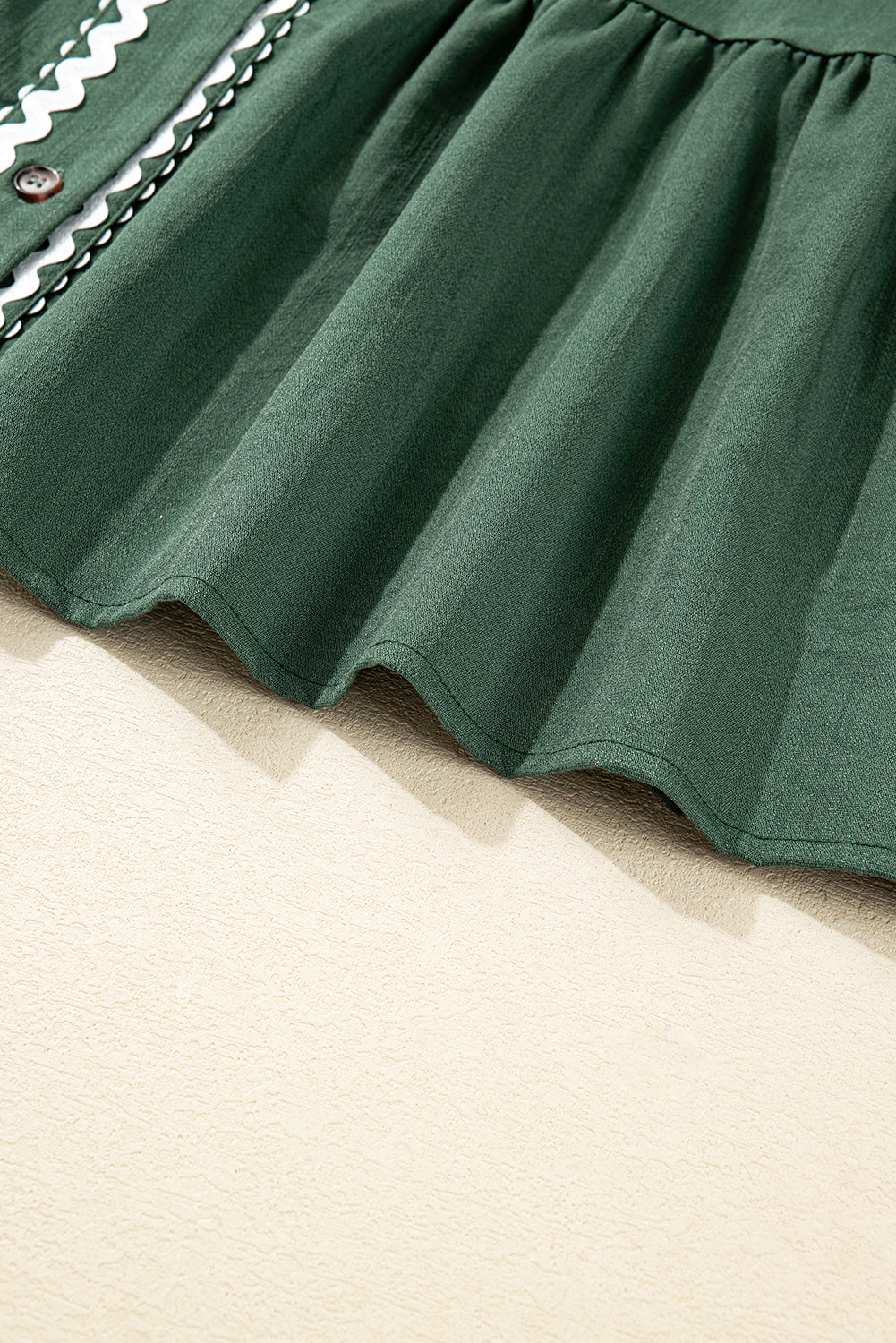 Canton Contrast Ricrac Trim Button V Neck Knotted Bracelet Sleeve Shift Dress