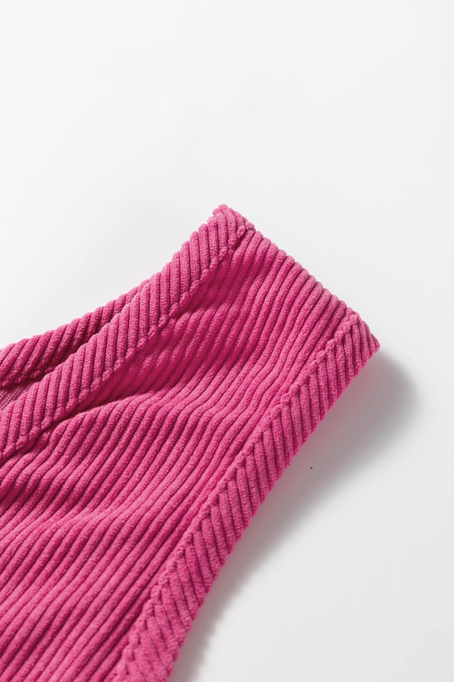 Rose Red Corduroy Sleeveless Mini Dress With Patched Pockets