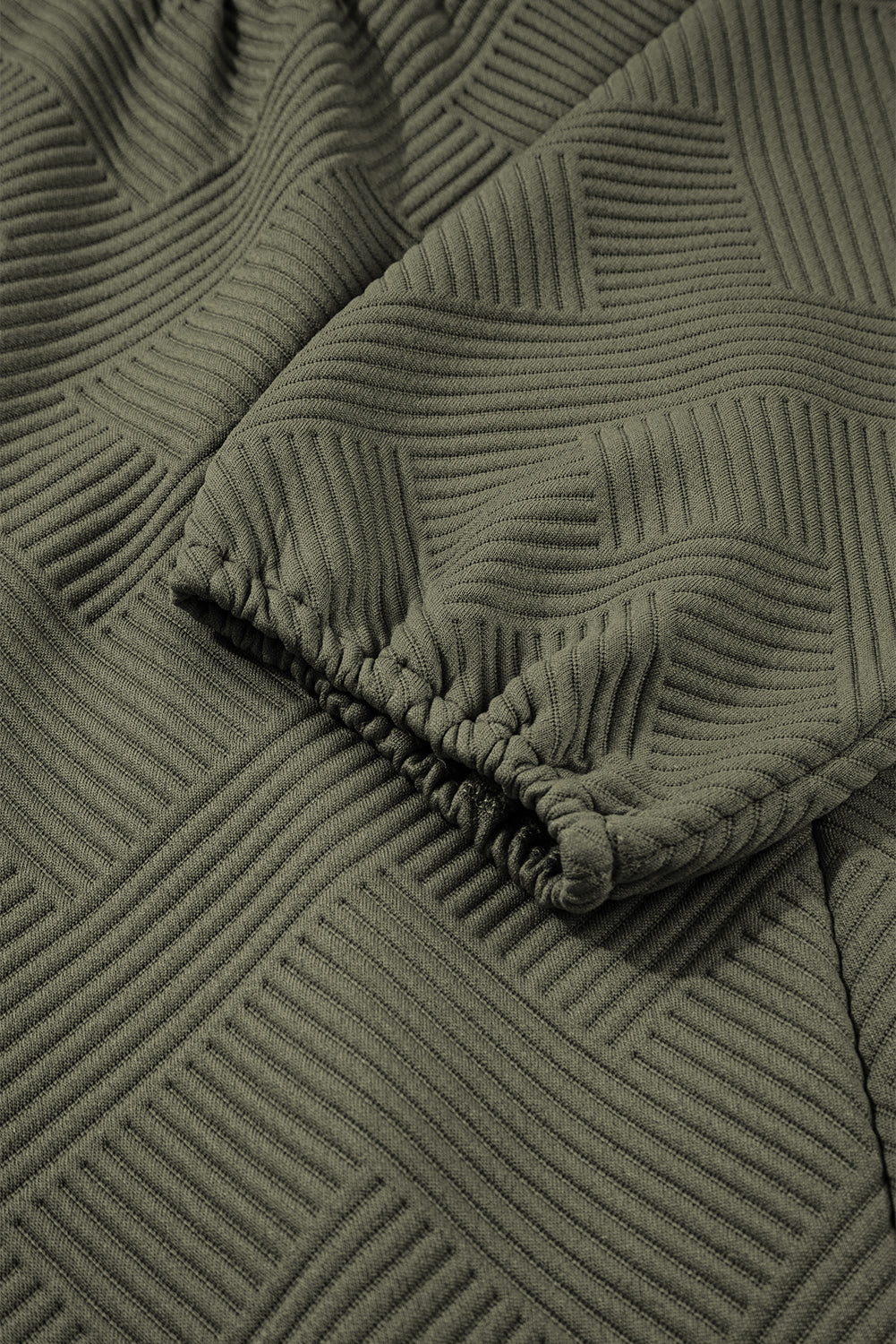 Jungle Green  Quarter Zip Collar Bracelet Sleeve Textured Mini Dress