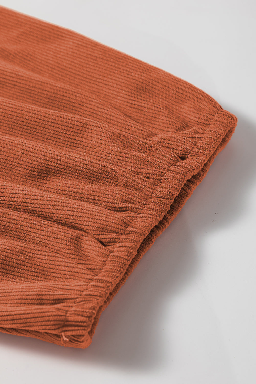 Cinnamon Bracelet Sleeve Split Neck Scallop Detail Pleated Corduroy Mini Dress