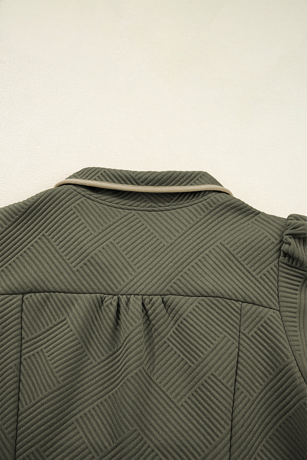 Jungle Green  Quarter Zip Collar Bracelet Sleeve Textured Mini Dress