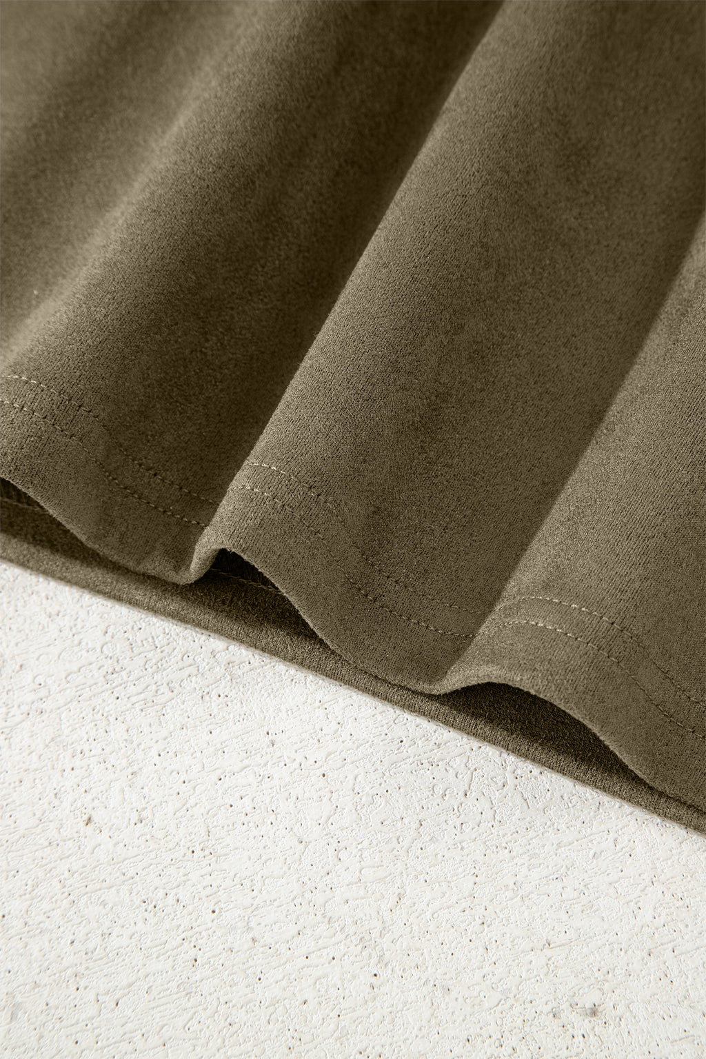 Moss Green Frilled Round Neck Short Puff Sleeve Shift Mini Dress