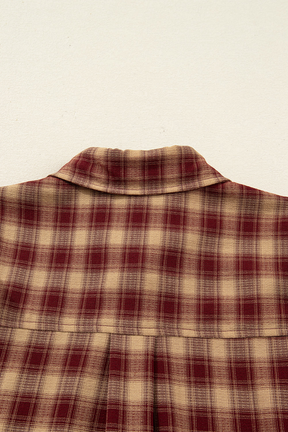 Red Plaid Print Ruffled Long Sleeve Patchwork Hem Mini Shirt Dress