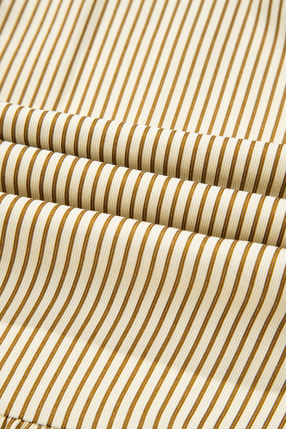 Brown Stripe Collared Neck Cuffed Long Sleeve Drop Waist Mini Dress