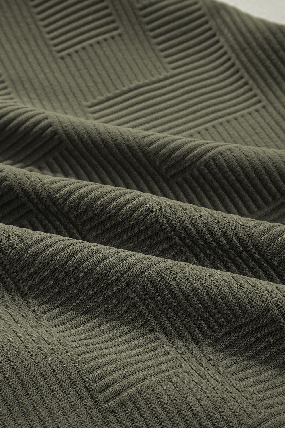 Jungle Green  Quarter Zip Collar Bracelet Sleeve Textured Mini Dress