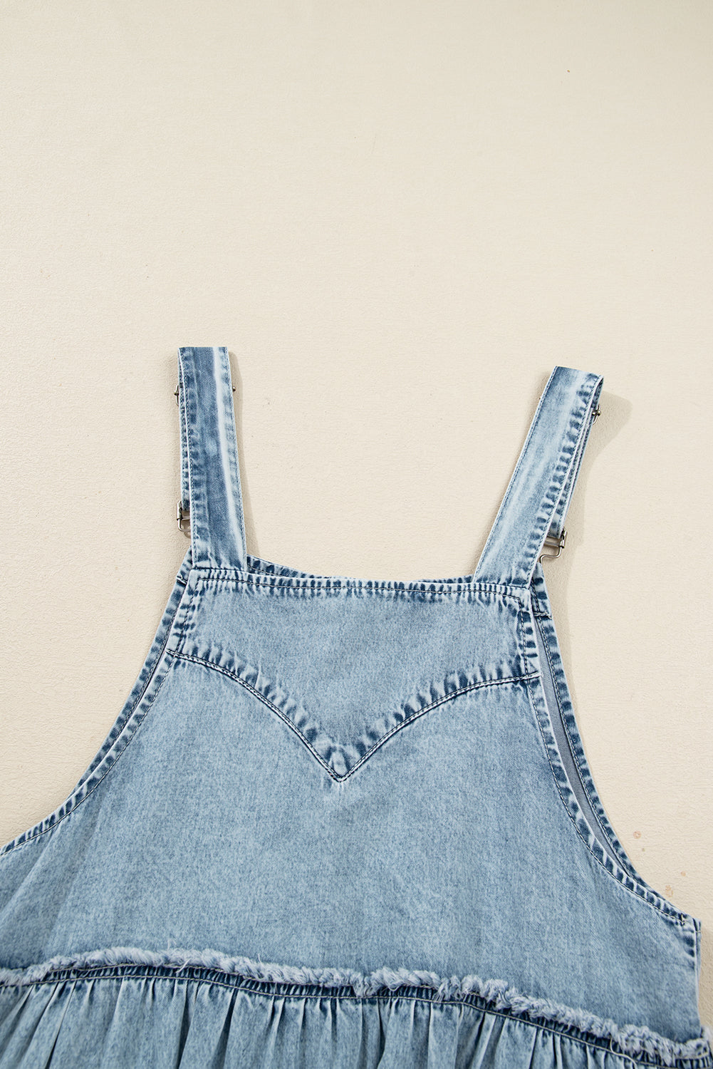 Dusk Blue Light Wash Tiered Flowy Overall Denim Dress
