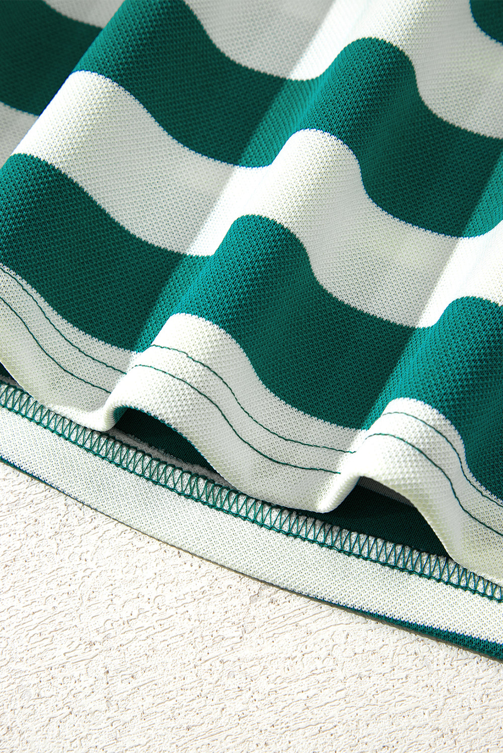 Green Stripe Flutter Sleeve Round Neck Shift Dress