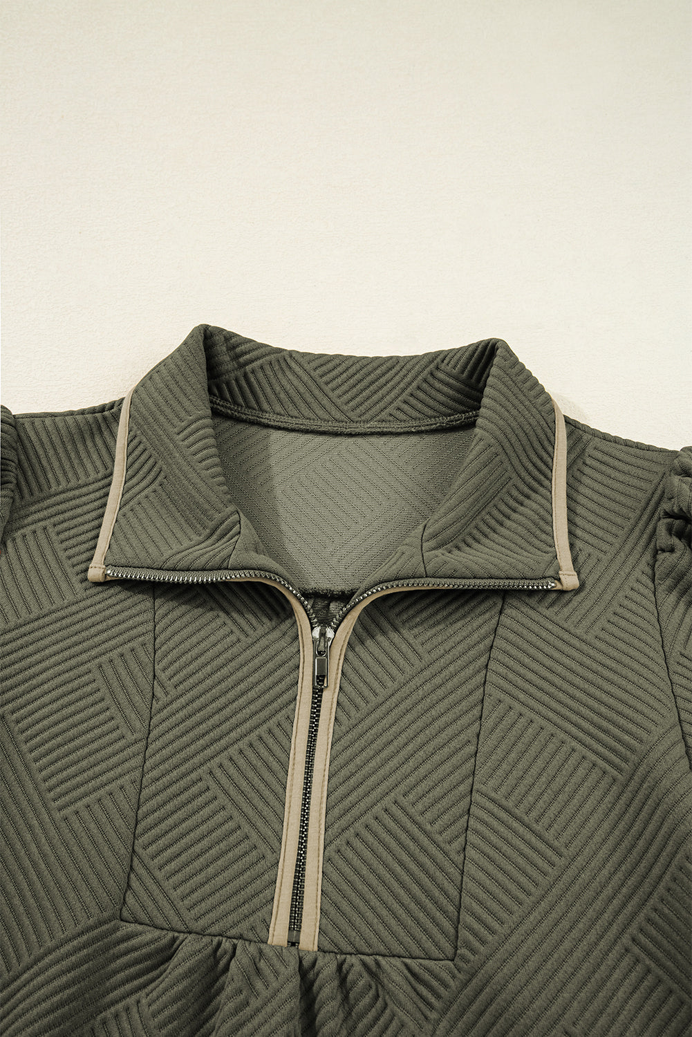 Dearlove Jungle Green  Quarter Zip Collar Bracelet Sleeve Textured Mini Dress