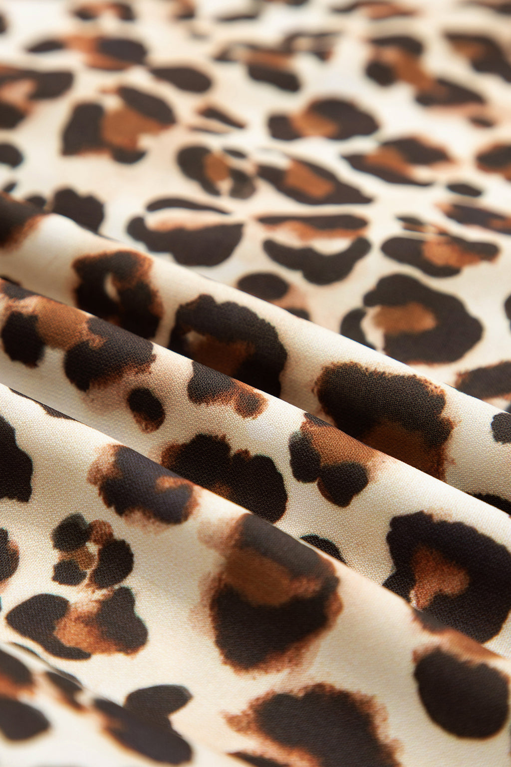 Brown Leopard Print Striped Patchwork 3/4 Sleeve Loose Mini Dress