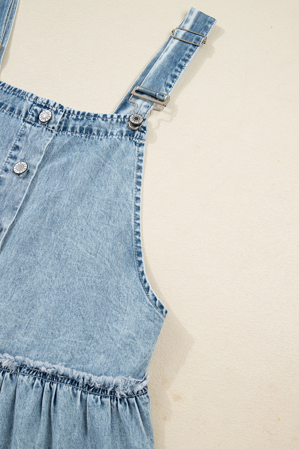 Dusk Blue Light Wash Tiered Flowy Overall Denim Dress