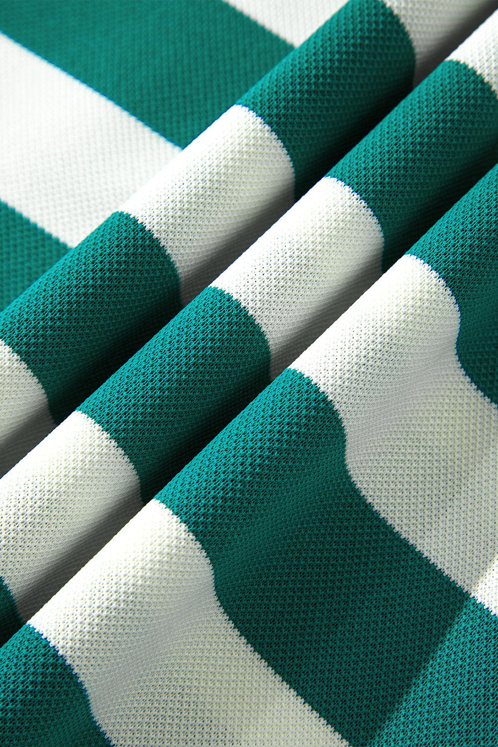 Green Stripe Flutter Sleeve Round Neck Shift Dress