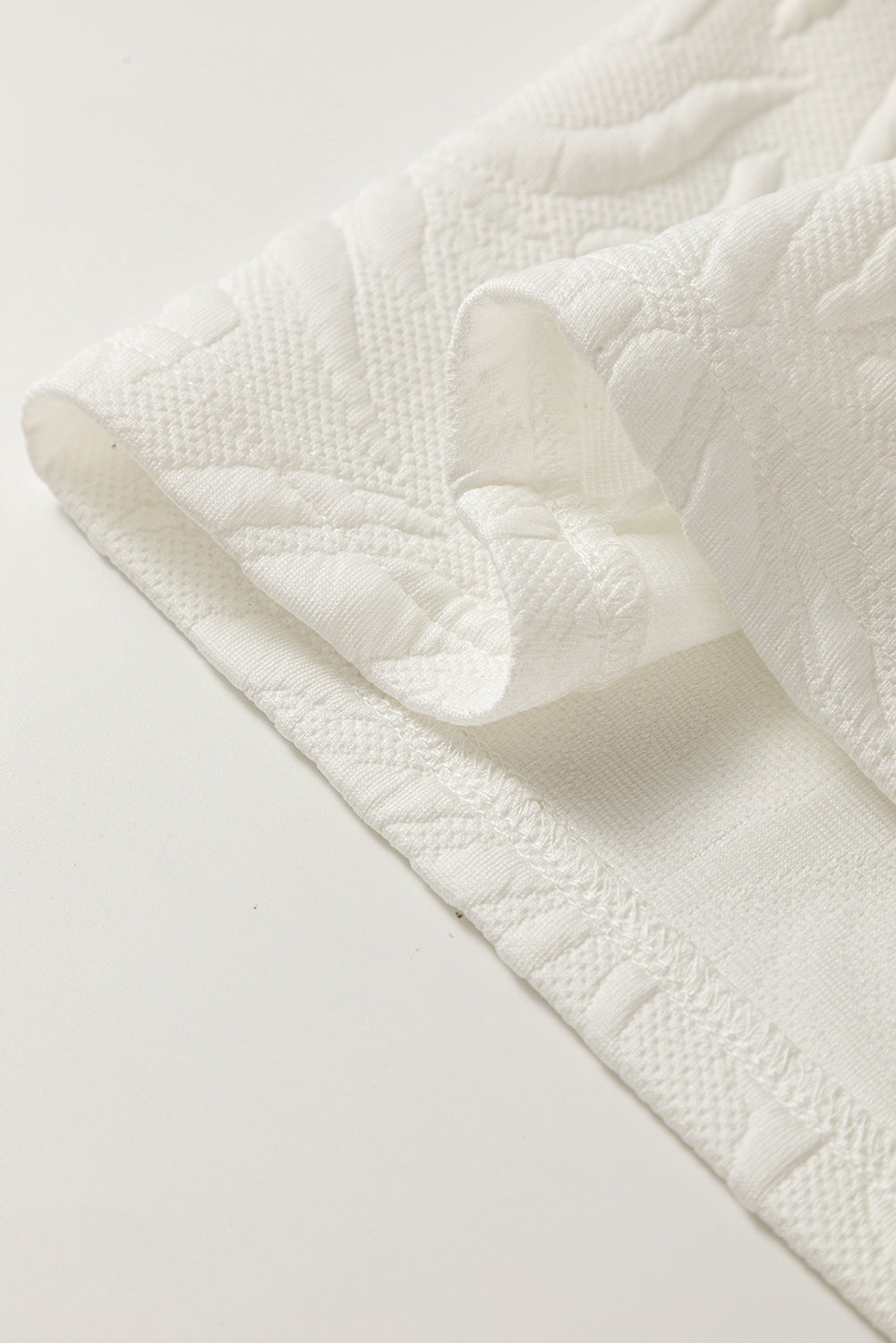 White Jacquard Textured Quarter Zipper Shift Mini Dress