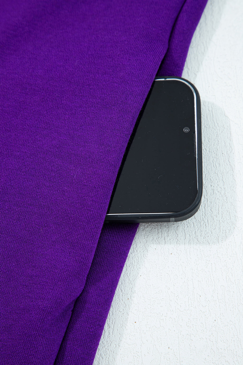 Tillandsia Purple Varsity Contrast Banded Sleeve Shift Sweatshirt Dress