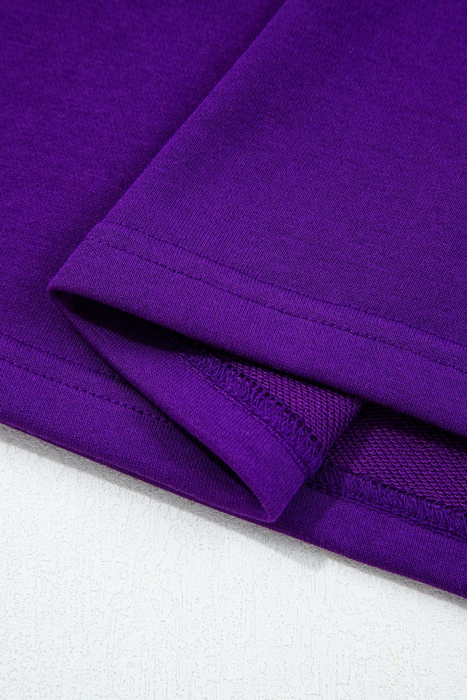 Tillandsia Purple Varsity Contrast Banded Sleeve Shift Sweatshirt Dress