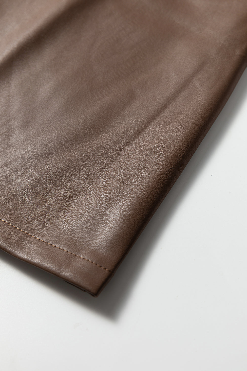 Coffee Vegan Leather Sleeveless Mini Dress