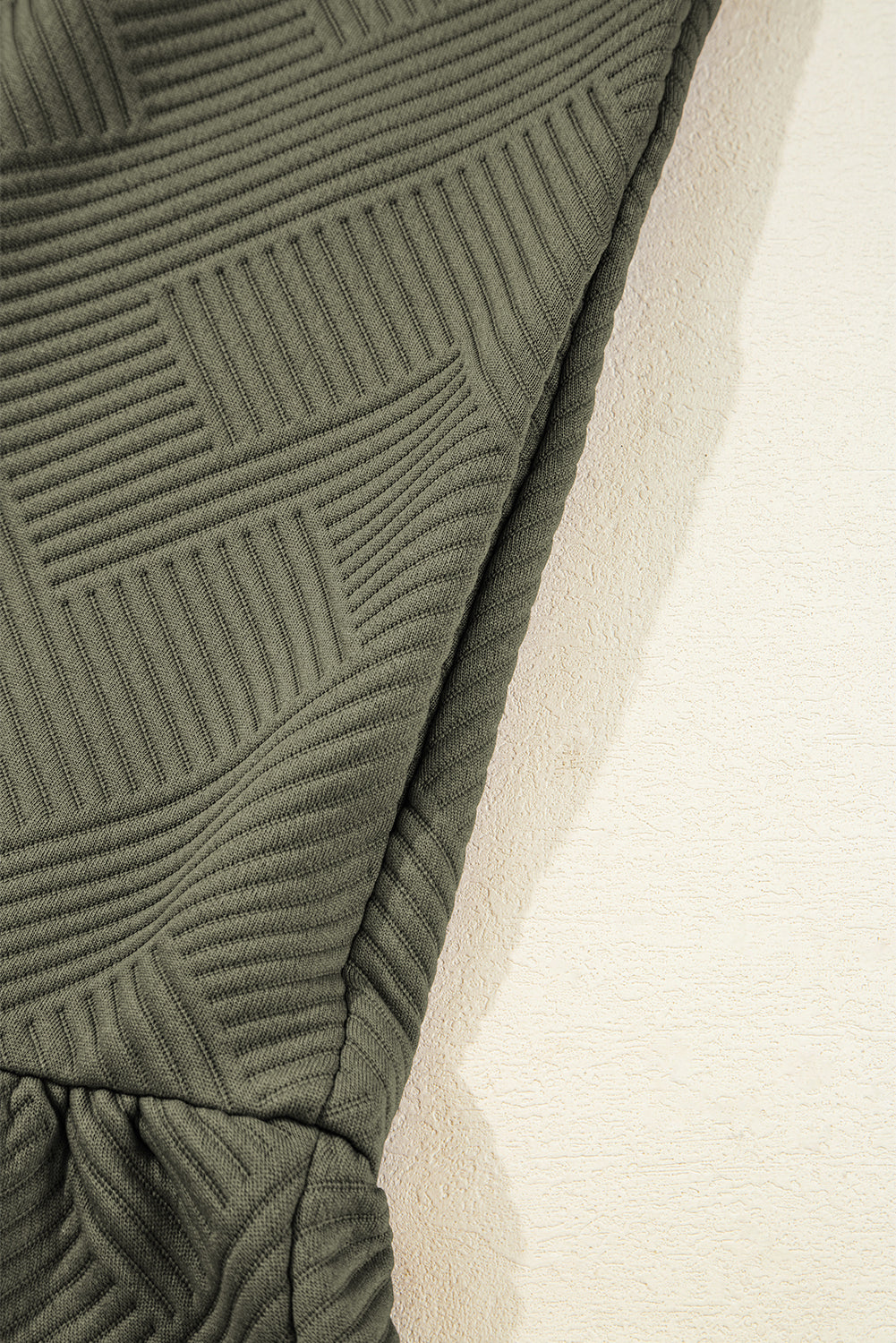 Jungle Green  Quarter Zip Collar Bracelet Sleeve Textured Mini Dress