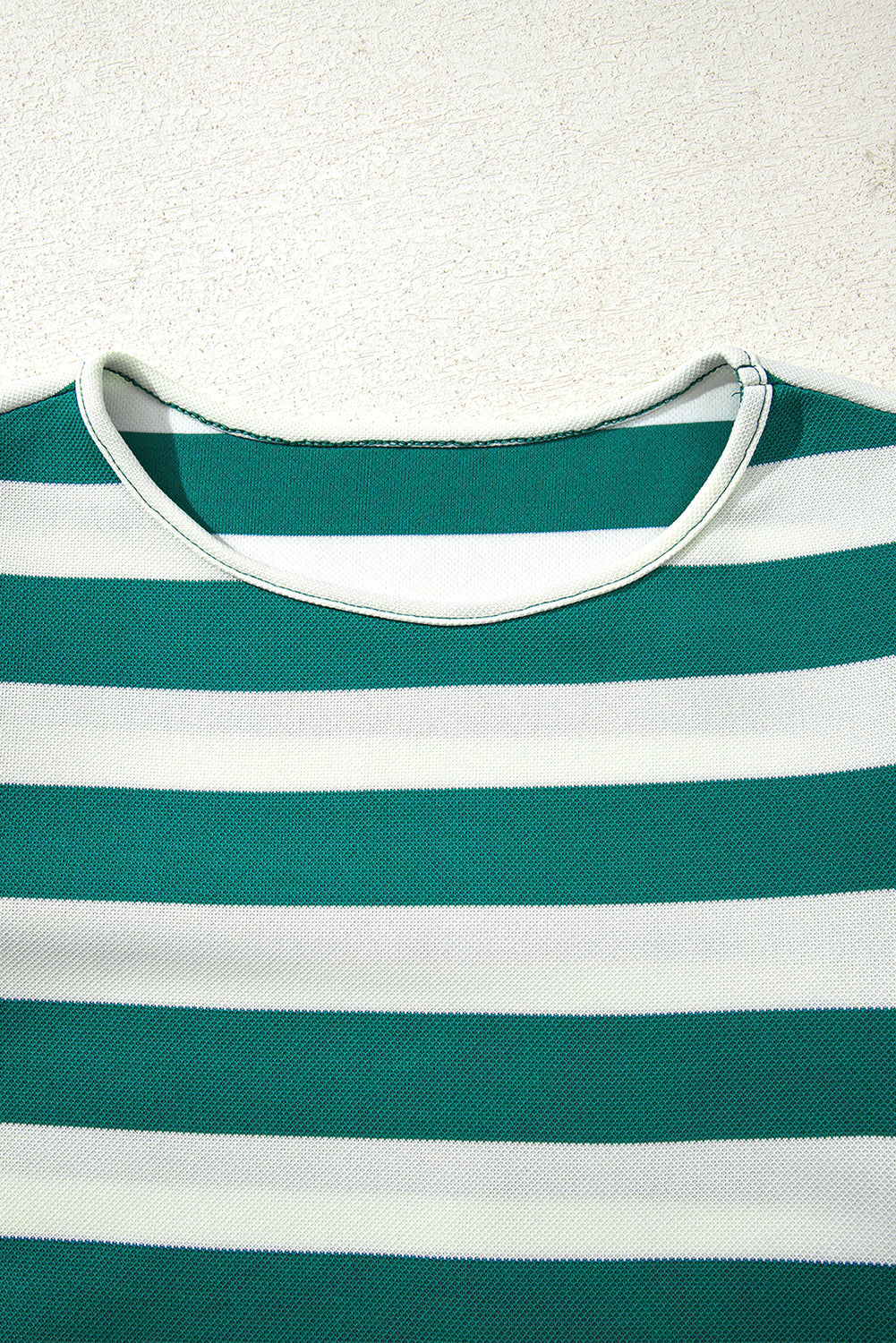 Green Stripe Flutter Sleeve Round Neck Shift Dress