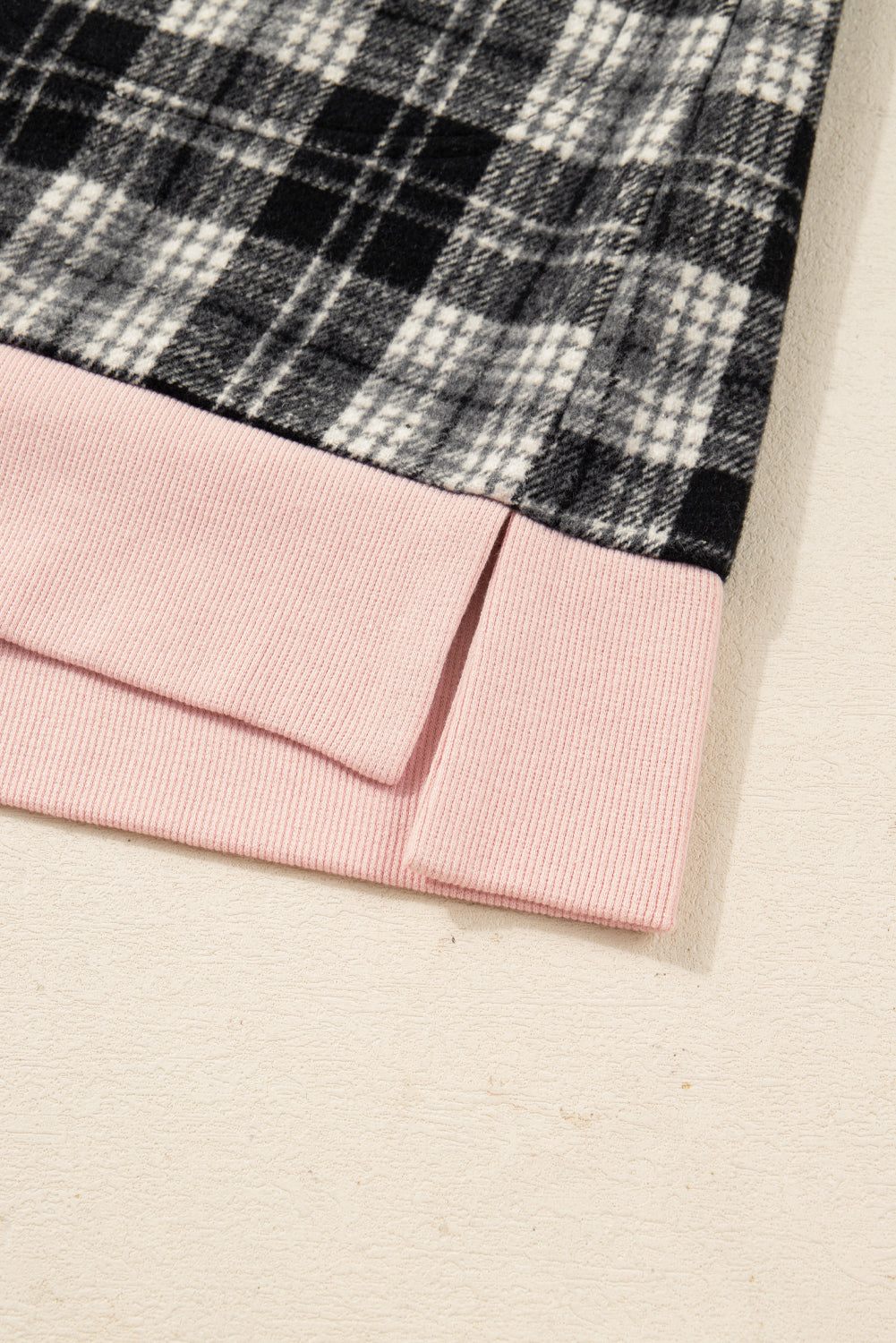 Black Plaid Polo Collar Zip up Contrast Trim Shift Long Sleeve Mini Dress